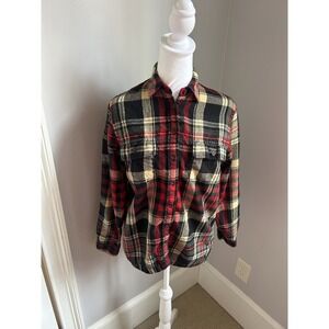Lauren Ralph Lauren Wool Women Sz Large Multi-Color‎ Plaid Flannel Shirt